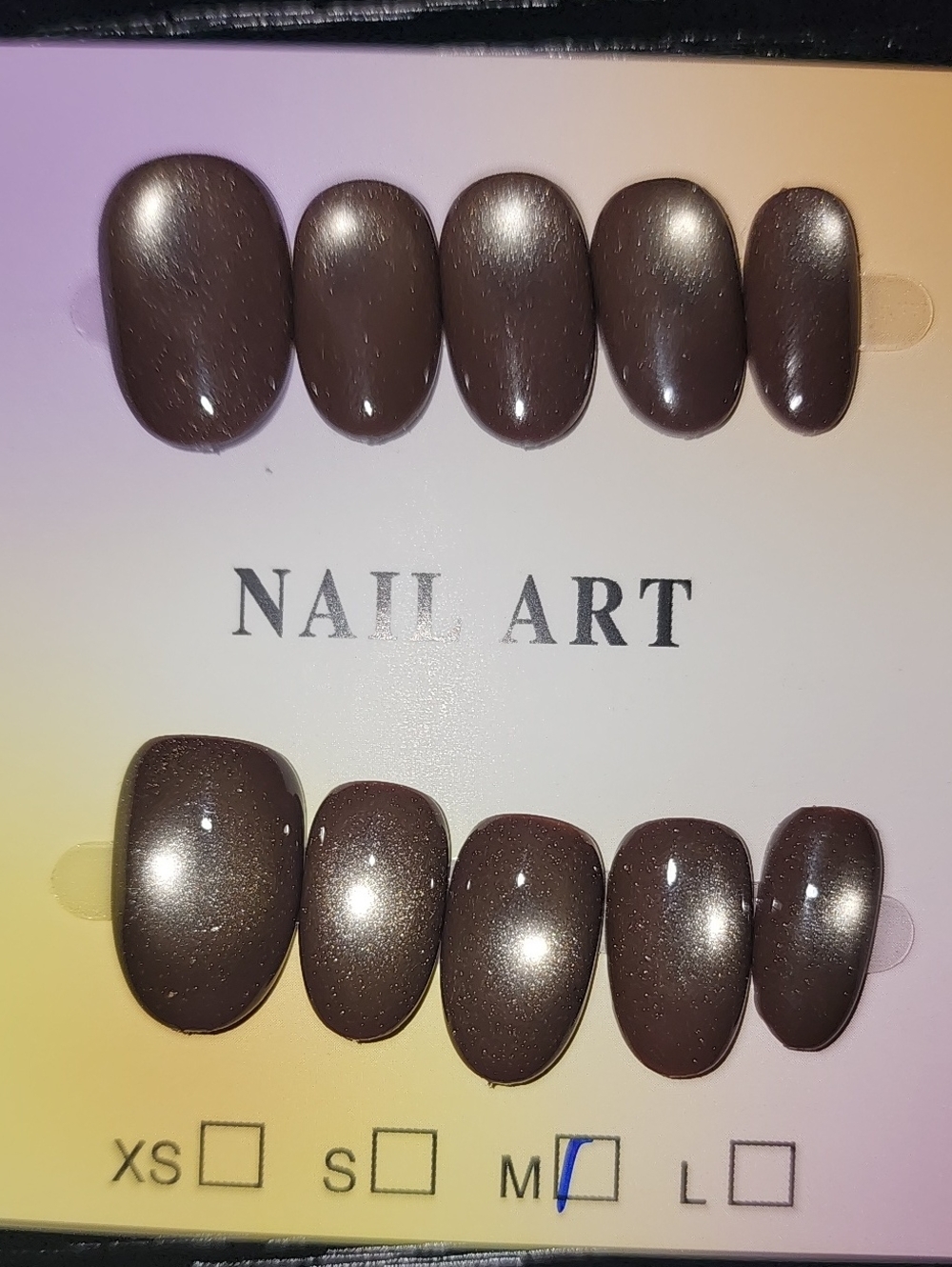 Nail Art Press-On Nails in Shimmery Deep Brown — Ready-to-Wear Set